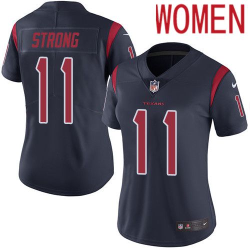 Women Houston Texans #11 Jaelen Strong Navy Blue Nike Rush Vapor Limited NFL Jersey->women nfl jersey->Women Jersey
